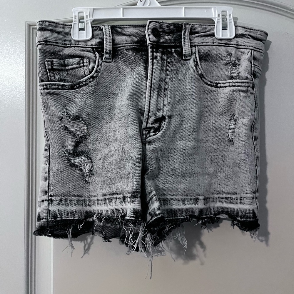 Distressed Gray Denim Shorts